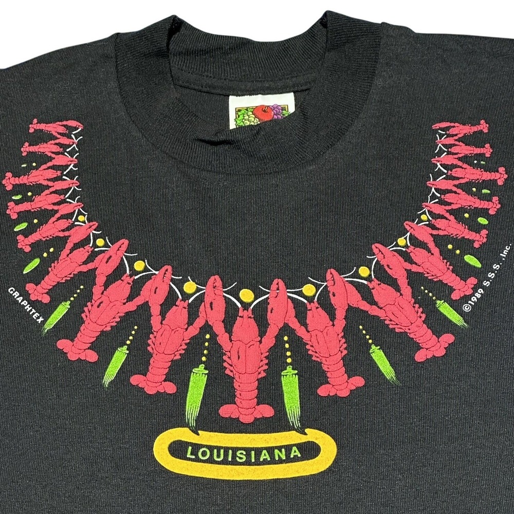 Vintage Louisiana Crawfish Boil Necklace‎ Puff Print T-Shirt Size 6/8 Youth - Picture 2 of 7